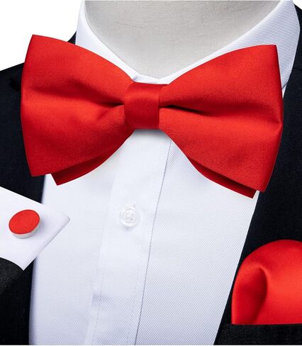 DiBanGu 3PCS Bow Ties for Men Pre-Tied Bow Tie and Pocket Square Set Adjustable Solid Satin Formal Tuxedo Bow Tie Wedding in Saudi Arabia