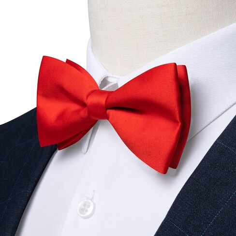DiBanGu 3PCS Bow Ties for Men Pre-Tied Bow Tie and Pocket Square Set Adjustable Solid Satin Formal Tuxedo Bow Tie Wedding in Saudi Arabia