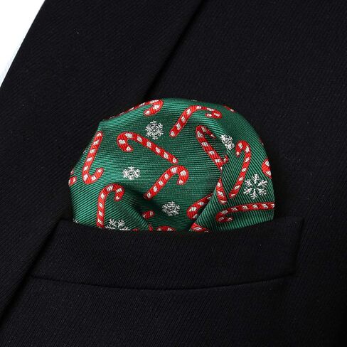 HISDERN Christmas Bow Tie and Pocket Square Set Pre Tied Bowties for Men Xmas Festival Woven Bowtie with Handkerchief in Kuwait