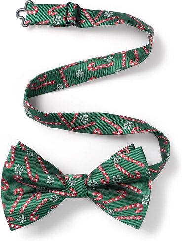 HISDERN Christmas Bow Tie and Pocket Square Set Pre Tied Bowties for Men Xmas Festival Woven Bowtie with Handkerchief in Kuwait