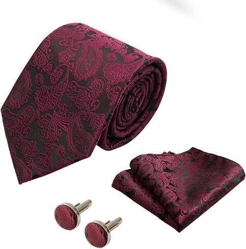 HBselect العلاقات للرجال بيزلي التعادل وجيب الكلاسيكية الأزهار الرجال العلاقات منديل أزرار أكمام مجموعة الزفاف ربطة العنق in Kuwait