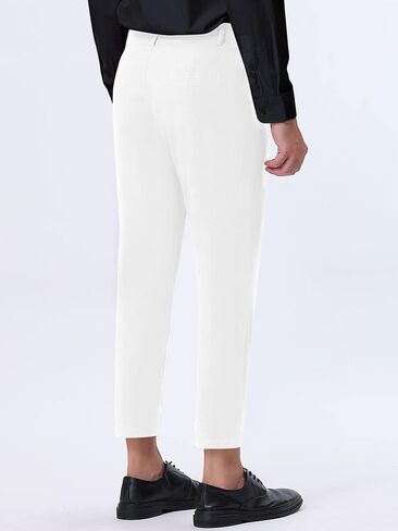 Lars Amadeus Solid Color Cropped Business Dress Pants for Men's Skinny Flat Front Suit Trousers in Kuwait