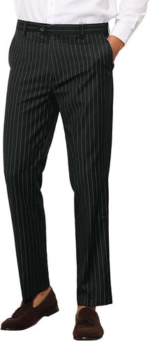 Lars Amadeus Formal Striped Dress Pants for Men's Slim Fit Flat Front Office Business Trousers in Saudi Arabia