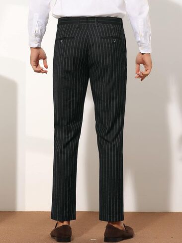 Lars Amadeus Formal Striped Dress Pants for Men's Slim Fit Flat Front Office Business Trousers in Saudi Arabia