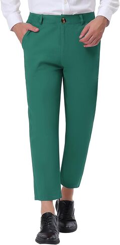 Lars Amadeus Solid Color Cropped Business Dress Pants for Men's Skinny Flat Front Suit Trousers in Kuwait