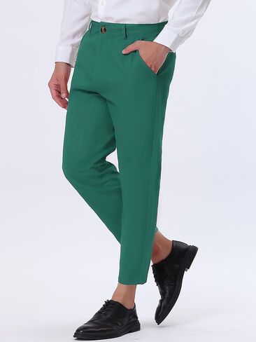 Lars Amadeus Solid Color Cropped Business Dress Pants for Men's Skinny Flat Front Suit Trousers in Kuwait