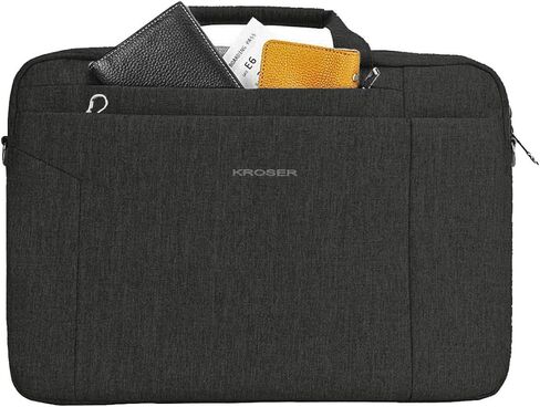 KROSER Laptop Bag for Men, Laptop Case 17 Inch Expandable Computer Bag, Waterproof Laptop Briefcase Bag With Anti Theft, Messenger Shoulder Bag for Women Business Office Travel, Black in Kuwait