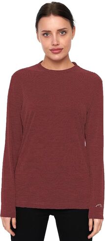 Merino Wool Base Layer Women - 100% Merino Wool Shirt Women Thermal Underwear Long Sleeve T-Shirt for Hiking (Medium, 170 Raspberry Weaved) in Kuwait