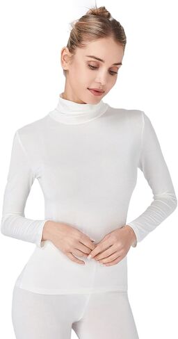 قميص داخلي نسائي من Liang Rou ذو ياقة مدورة رفيعة للغاية وأكمام طويلة حرارية in Kuwait
