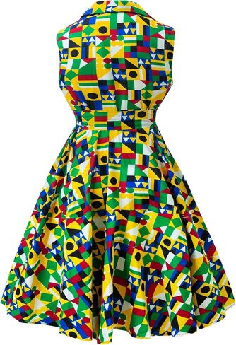 African Print Sleeveless Dress Ankara Lace-up Wax Fashion Dresses in Kuwait