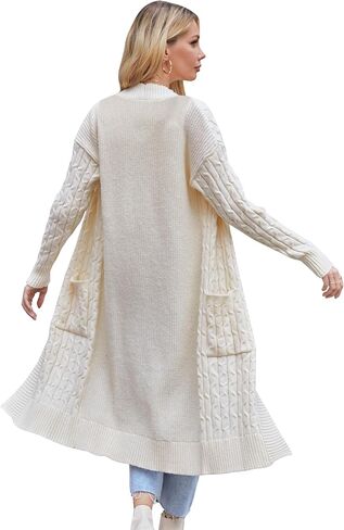 Onedreamer Womens Long Cardigan Cable Knit Open Front Long Sleeve Sweater Coats with Pockets in Kuwait