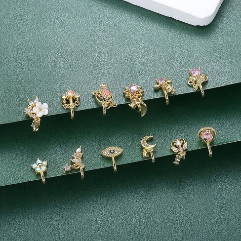 Subiceto 12 قطعة من حلقات الأنف المزيفة للنساء، أصفاد الأنف المتدلية، مشبك صناعي على حلقة الأنف للأنف غير المثقوب ذهبي in Kuwait