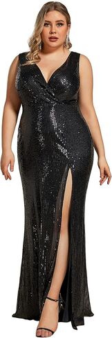 Ever-Pretty Women's Plus Size Long Sleeve Slit Sequin Maxi Evening Dresses 0824-PZUSA in Kuwait