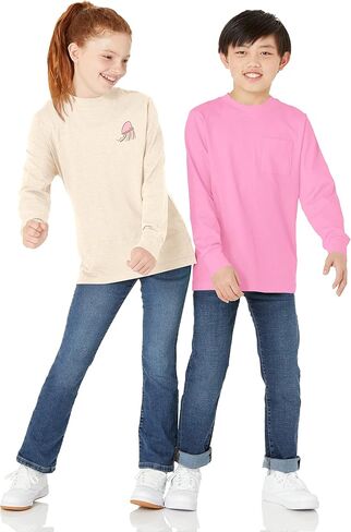 Amazon Essentials Unisex Kids and Toddlers' Long-Sleeve Rib Cuff T-Shirt, Pack of 2 in Saudi Arabia