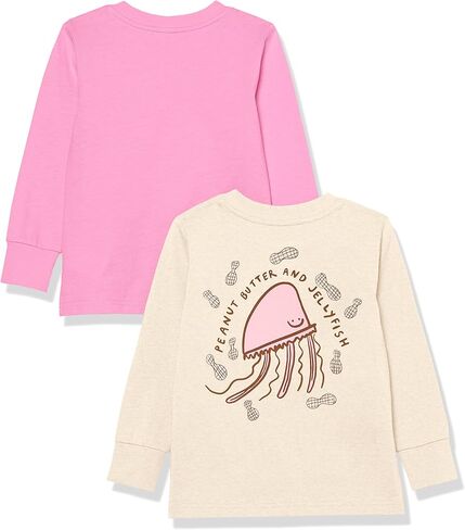 Amazon Essentials Unisex Kids and Toddlers' Long-Sleeve Rib Cuff T-Shirt, Pack of 2 in Saudi Arabia
