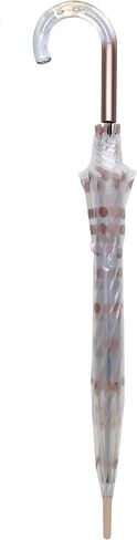 SMATI Paris - Lady’s Clear Birdcage Umbrella in Coppery Metallica color Dots – Transparent; Windproof; Auto open; Crystal style handle; French design; Dome shape umbrella in Kuwait