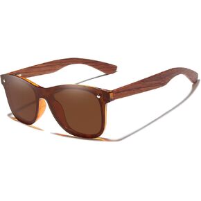 نظارات شمسية خشبية من KINGSEVEN حماية من الأشعة فوق البنفسجية 400، عدسات عاكسة، إطار Bubinga خفيف للغاية B5504 in Kuwait