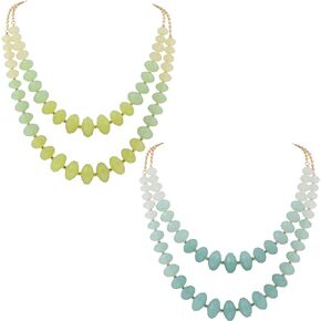 Coiris Gold Chain Gradient Color Big Acrylic Beads Statement Strand Necklaces