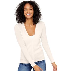 State Cashmere Women's 100% Pure Cashmere Button Front V-Neck Cardigan Long Sleeve Sweater