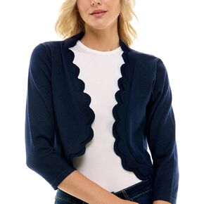 Zac & Rachel Women's 3/4 Sleeve Open Faced Shrug with Tiered Scallop Details in Saudi Arabia