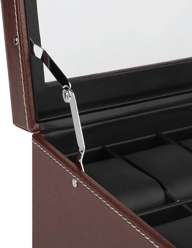 صناديق ساعات JS NOVA JUNS للرجال والنساء، 12 فتحة من جلد البولي يوريثان قابلة للقفل مع درج عرض المجوهرات، أسود in Kuwait