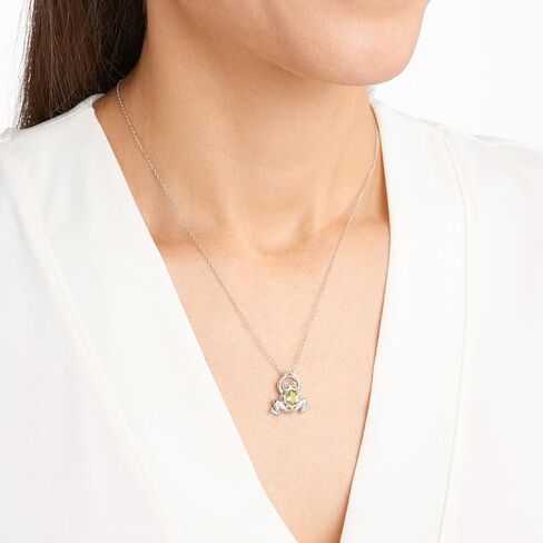 Amazon Essentials womens Sterling Silver Genuine Peridot Frog Pendant Necklace, 18" in Saudi Arabia