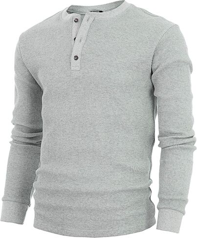 GIVON Mens Slim Fit Casual Lightweight Waffle Henley Shirt in Saudi Arabia