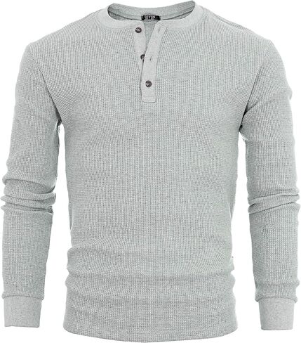 GIVON Mens Slim Fit Casual Lightweight Waffle Henley Shirt in Saudi Arabia