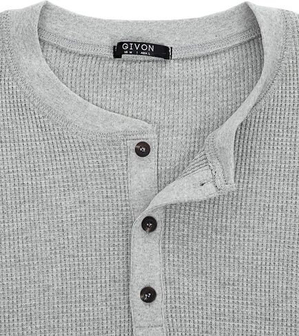 GIVON Mens Slim Fit Casual Lightweight Waffle Henley Shirt in Saudi Arabia