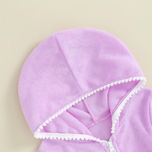 Girls Swim Cover Up Kid Hooded Zip-Up Terry Swimsuit Coverup Towel Bathing Suit Bathrobe Pool Swim Beach Robe Dress (Z Purple, 3-4 Years) in Saudi Arabia