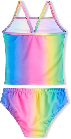 Swimsuit for Girls 7-8 Years Old Kids Two Piece Swimwear Tankini Sets Beach Surfing Water Sport Rainbow Swimwear in Saudi Arabia