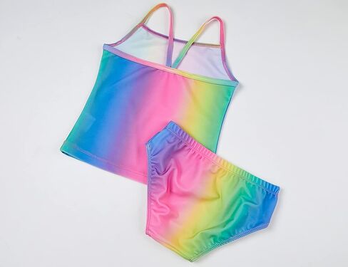 Swimsuit for Girls 7-8 Years Old Kids Two Piece Swimwear Tankini Sets Beach Surfing Water Sport Rainbow Swimwear in Saudi Arabia