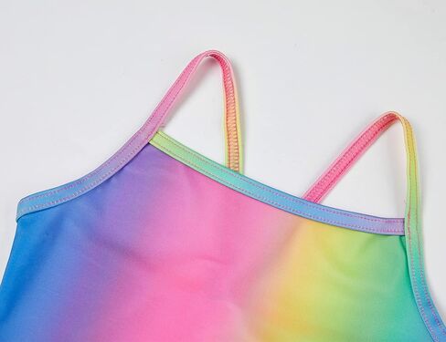 Swimsuit for Girls 7-8 Years Old Kids Two Piece Swimwear Tankini Sets Beach Surfing Water Sport Rainbow Swimwear in Saudi Arabia