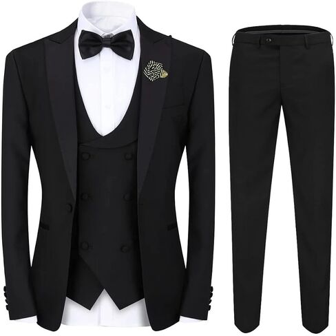 Cloudstyle Mens Suit Solid Color Formal Business One Button 3-Piece Suit Wedding Slim Fit in Kuwait