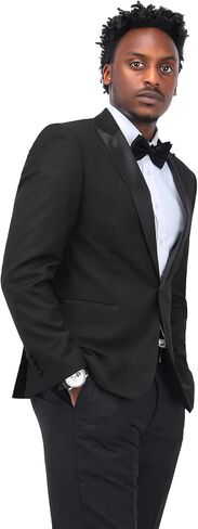 Cloudstyle Mens Suit Solid Color Formal Business One Button 3-Piece Suit Wedding Slim Fit in Kuwait