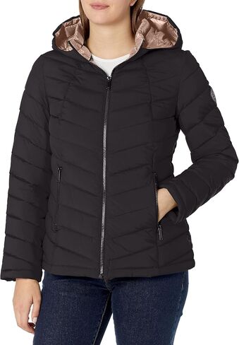 HFX Women's Short Stretch Quilted Jacket Front Zipper Hand Pockets Water Resistant 26" Coat in Kuwait