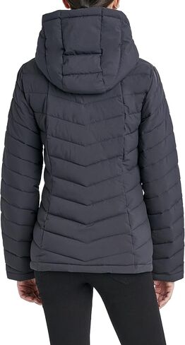 HFX Women's Short Stretch Quilted Jacket Front Zipper Hand Pockets Water Resistant 26" Coat in Kuwait
