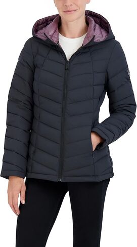 HFX Women's Short Stretch Quilted Jacket Front Zipper Hand Pockets Water Resistant 26" Coat in Kuwait