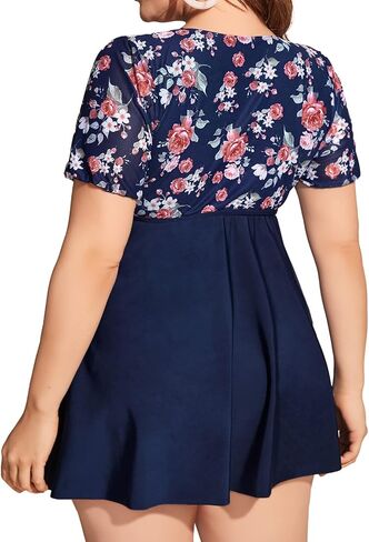 بدلة سباحة للسيدات بمقاس كبير من CuteStreet مكونة من قطعتين من ملابس السباحة المتدفقة بطباعة نباتية in Kuwait