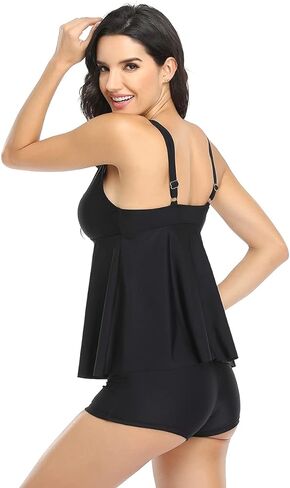 TOUCHSUN المرأة Tankini المايوه قطعتين المايوه تانك الأعلى مع Boyshorts الاستحمام الدعاوى in Saudi Arabia