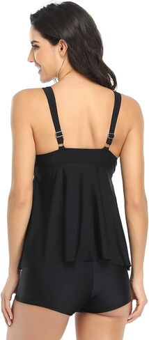 TOUCHSUN المرأة Tankini المايوه قطعتين المايوه تانك الأعلى مع Boyshorts الاستحمام الدعاوى in Saudi Arabia