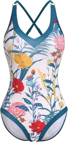 Women's One Piece Swimsuit with Beach Cover up Wrap Skirt Floral Tummy Control Tankini Set 2 Piece Swimsuit Outfits in Kuwait