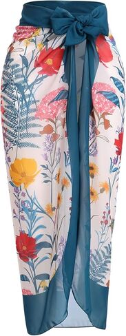 Women's One Piece Swimsuit with Beach Cover up Wrap Skirt Floral Tummy Control Tankini Set 2 Piece Swimsuit Outfits in Kuwait