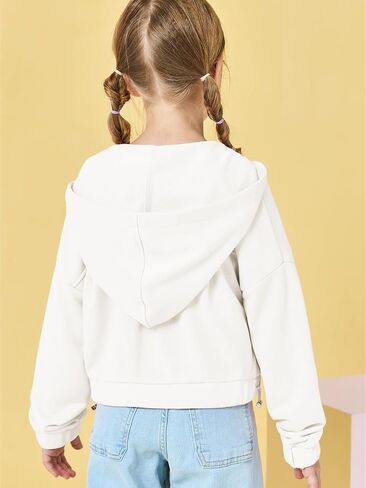 Girls Half Zip Up Hoodies Kids Fashion Loose Hooded Sweatshirts with Pockets 3-14 Years in Kuwait
