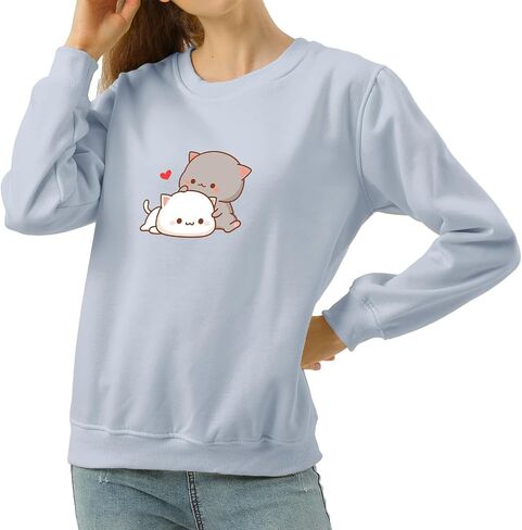Cute Cat Graphic Hoodies Aesthetic Hooded Sweatshirts for Teen Girls Kawaii Cartoon Anime Lightweight Pullover Tops in Kuwait