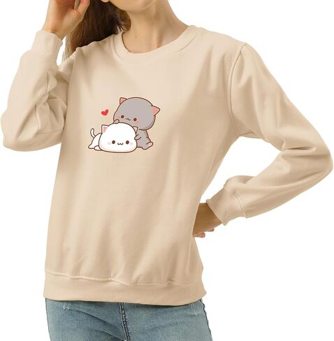 Cute Cat Graphic Hoodies Aesthetic Hooded Sweatshirts for Teen Girls Kawaii Cartoon Anime Lightweight Pullover Tops in Kuwait