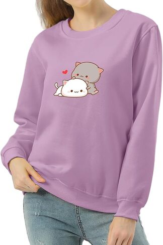 Cute Cat Graphic Hoodies Aesthetic Hooded Sweatshirts for Teen Girls Kawaii Cartoon Anime Lightweight Pullover Tops in Kuwait