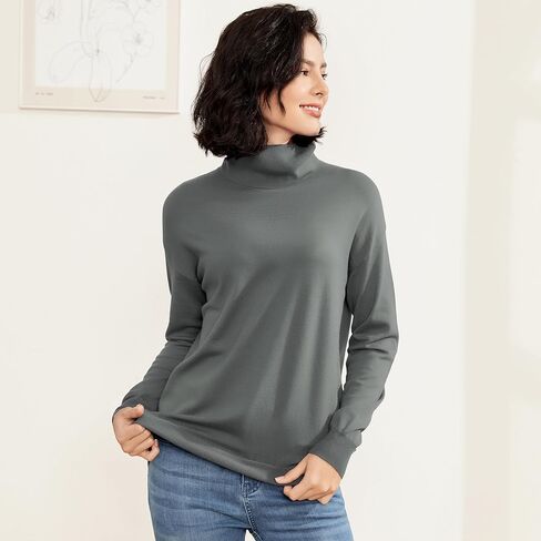 OPREXO Women's Turtleneck Sweater Long Sleeve Lightweight Pullover Knit Tops in Kuwait