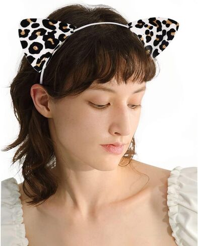 Lirila Double-Side Sparkly Glitter Sequin Ear Headbands 5 Pcs Kitty Leopard Print for Women and Girls Metal Hoop Shiny Hairbands for Festival Party Decorations and Cosplay Makeup in Kuwait