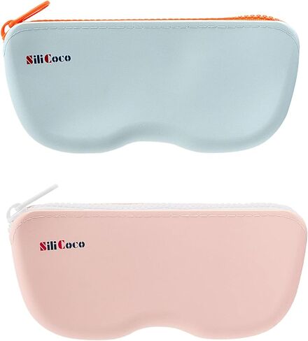 DODAMOUR 2 Pack Sunglasses Case Zipper, Silicone Eyeglasses Case, Portable Travel Glasses Organizer Box for Men and Women in Kuwait